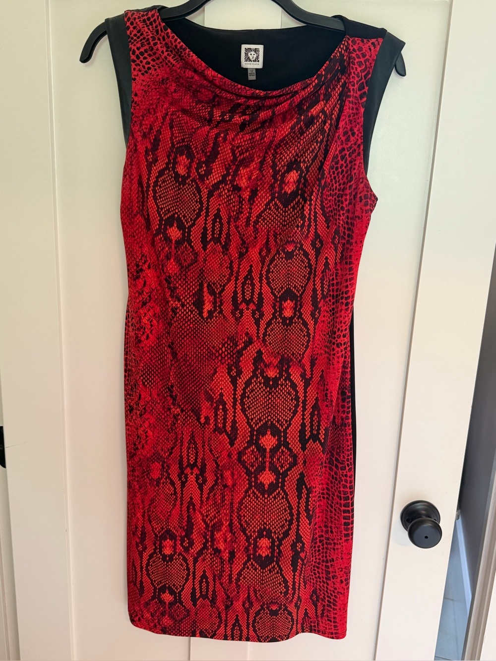 Anne Klein Red and Black Snake-Print Sheath Dress